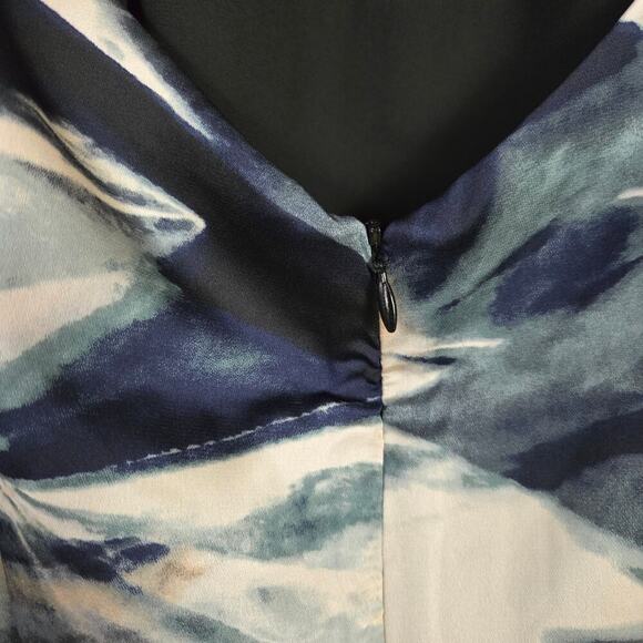 NWT REVOLVE Three Eighty Two Women Satin Halter Mini Slip Dress M Blue Abstract - Picture 6 of 11